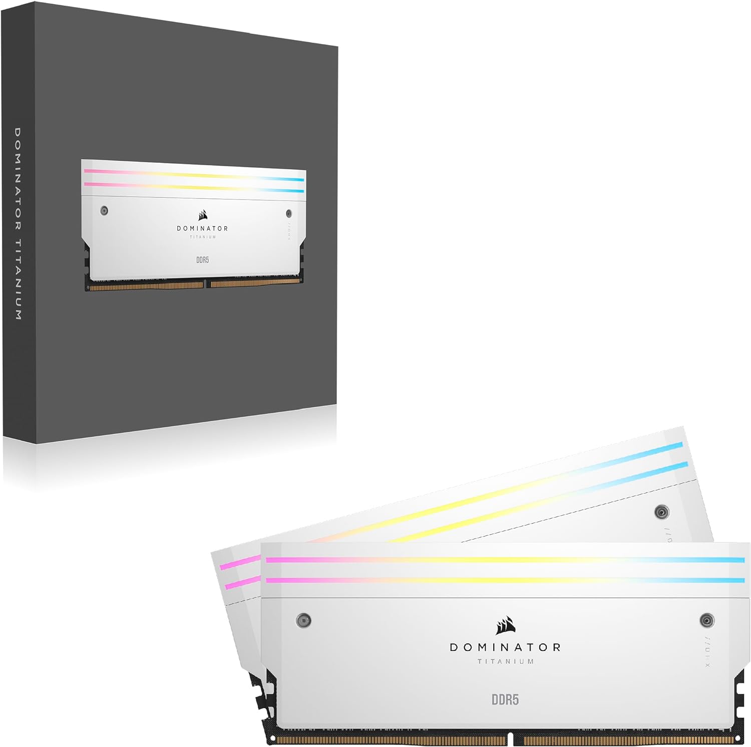 Corsair Dominator Titanium RGB 64GB (2x32GB) DDR5 DRAM 6000MT/s CL30 Intel XMP Memory Kit — White - Image 4