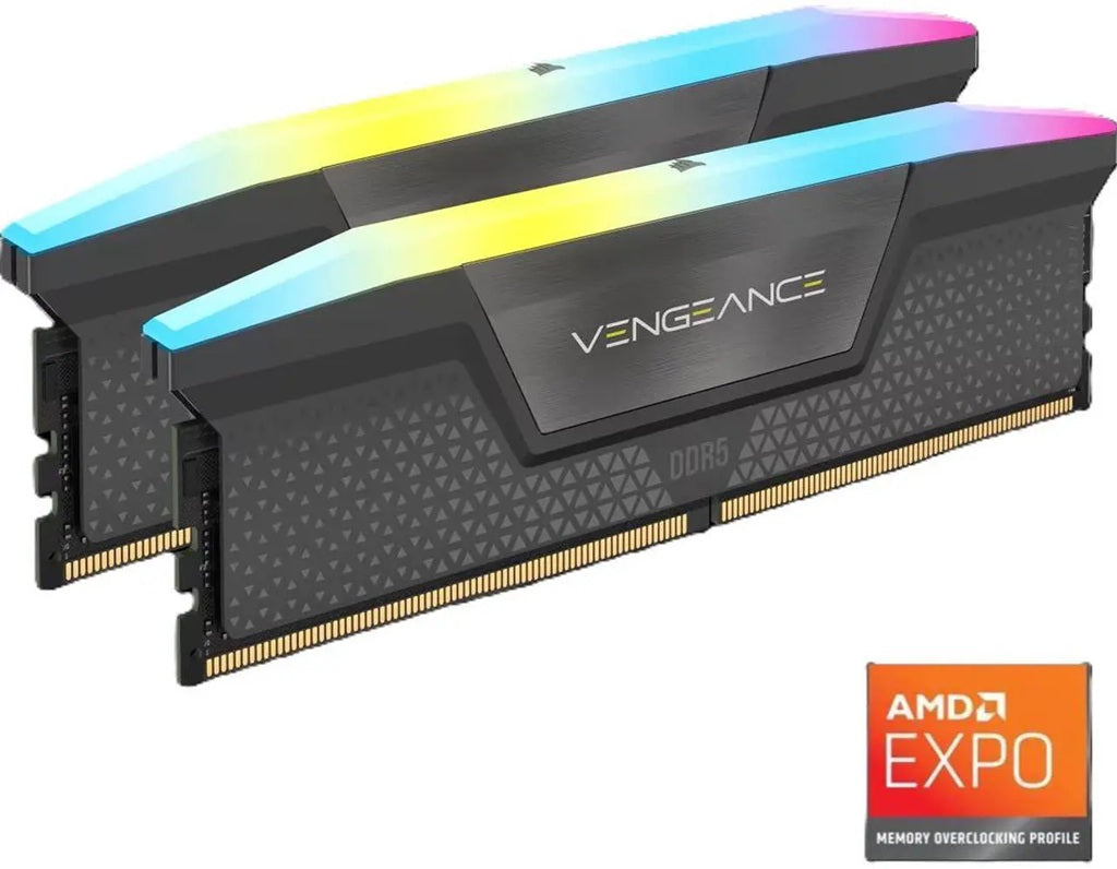 Corsair Vengeance RGB DDR5 16GB (2 x 8GB) DDR5 5200 CL40-40-40-77 1.25V Intel XMP & AMD EXPO - GREY, 288-pin DIMM, RGB, iCUE - Image 1