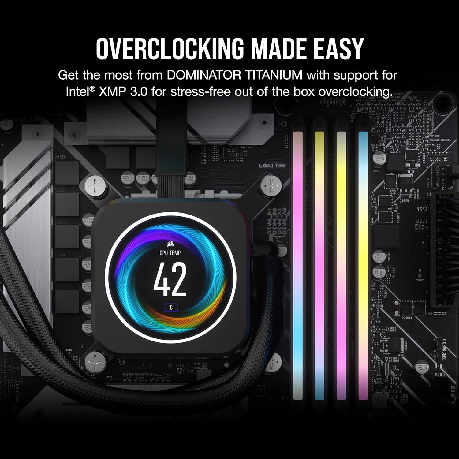 Corsair Dominator Titanium RGB 96GB (2x48GB) DDR5 DRAM 6600MT/s CL32 Intel XMP Memory Kit — Black - Image 3