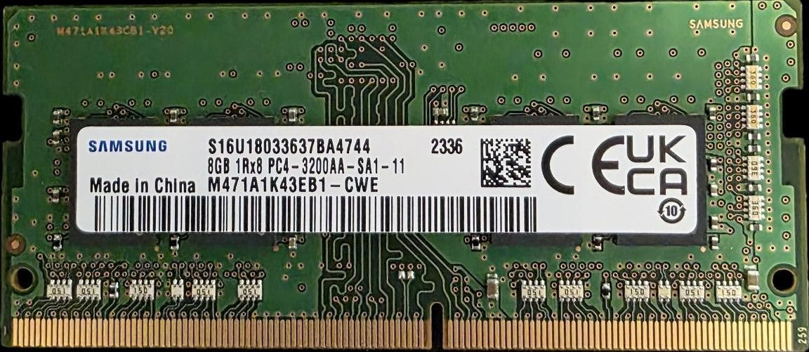 Samsung OEM 8GB (1x8GB) DDR4 SODIMM 3200MHz CL22 1.2V Single Ranked Notebook Laptop Memory RAM (ex-demo) - Image 1