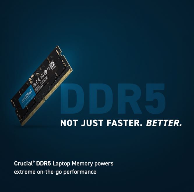 Crucial 32GB (1x32GB) DDR5 SODIMM 5600MHz CL46 Notebook Laptop Memory - Image 2