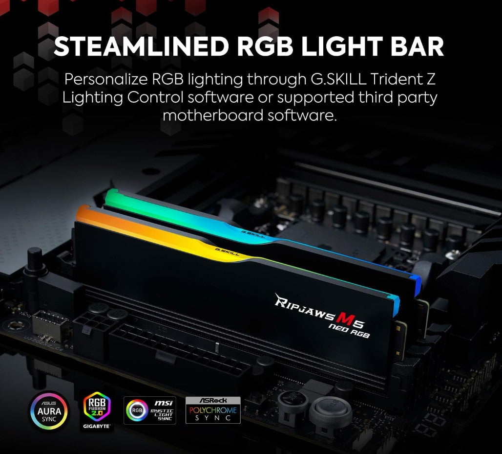 G.SKILL F5-6000J3648D16GX2-RM5NRK 32GB (2 x 16GB)/ DDR5 6000 MT/s/ Timings 36-48-48-96/ Voltage 1.25V/ Ripjaws M5 /AMD EXPO/Neo RGB - Image 3