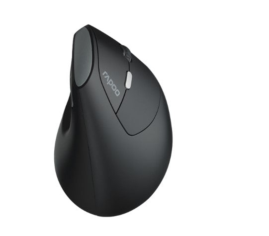 RAPOO EV250 Ergonomic Vertical Wireless Mouse 6 Buttons 800/1200/1600 DPI Optical Silent Click Mice - Black (Renamed from MV20) - Image 1