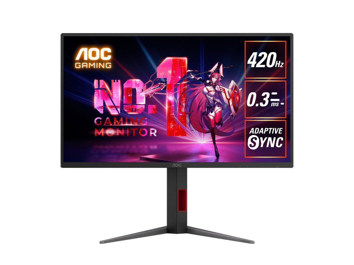 AOC 24.5" 420Hz Gaming Monitor: Fast IPS, FHD @420Hz, 0.3ms MPRT, 350 nits, sRGB 110%, DP/HDMI, height/swivel/pivot tilt, VESA mount - Image 1