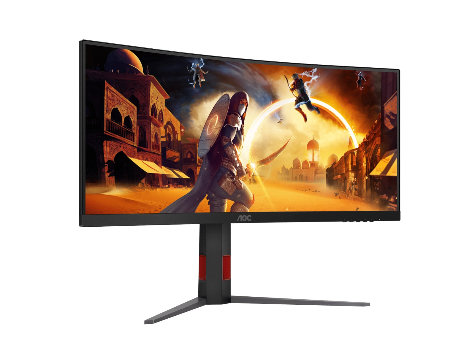 AOC 34" WQHD Curved Monitor – 3440×1440@180Hz, 0.5ms MPRT, 1500R VA, 120% sRGB, DP 1.4, HDMI 2.0, Delta E<2, tilt/swivel/height adjustable - Image 2