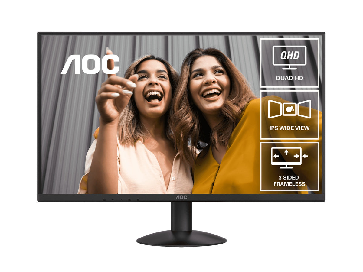 AOC 27" IPS Q27B30E: 2560×1440 @ 75Hz, 4ms GtG, 300 nits brightness, sRGB 118%, HDMI 1.4 & DP 1.4, tilt stand, 100mm VESA, 20W power use - Image 1