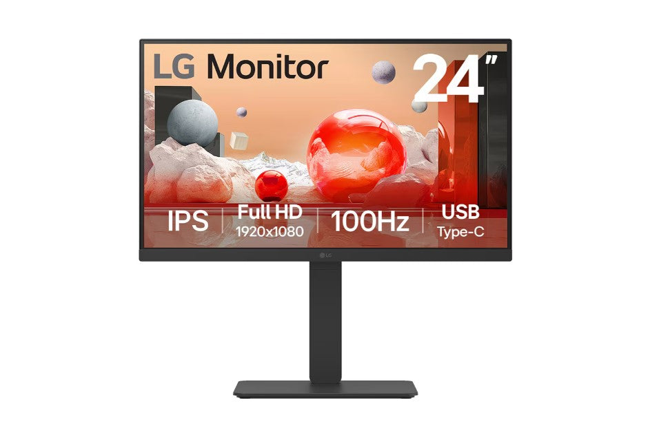 LG 24" Full HD IPS 100Hz Monitor, 1920x1080, Built-in Power&Speaker, USB-C 65W PD,  sRGB 99%, 5ms, 16:9, versatile stand Tilt/Height/Swivel/Pivot - Image 1