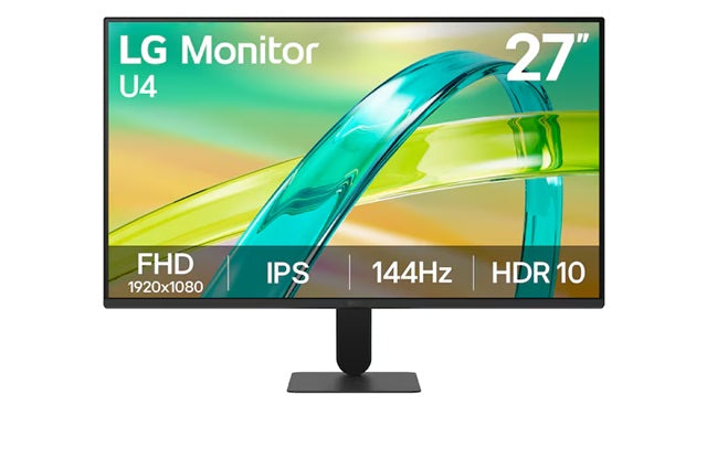LG 27" IPS Full HD 144Hz Monitor, 1920x1080, sRGB 99%, 1ms MBR, HDR10, 16: 9, HDMI, VGA, Tilt Stand - Image 1