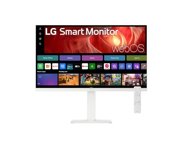 LG 27” 4K UHD IPS Smart 60Hz Monitor, 3840x2160, webOS, AirPlay2, Screen Share, Bluetooth, USB-C 65W PD, HDMI, 2xUSB 2.0, Adj. Tilt/Height/Swivel/Pivt