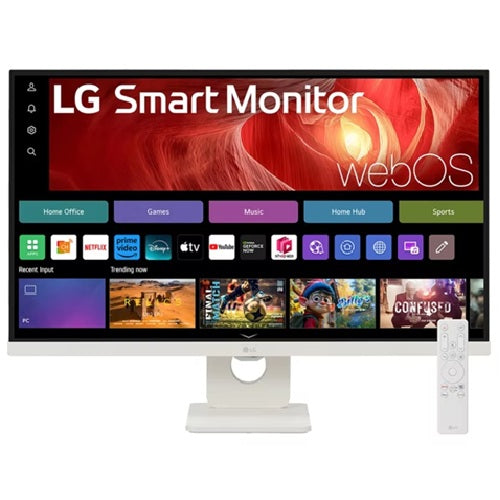 LG 27" 4K UHD IPS Smart Monitor: 3840×2160  (4K UHD), 5 ms response time, 60Hz refresh, ~350‑nit brightness, USB‑C, height/tilt pivot stand - Image 1