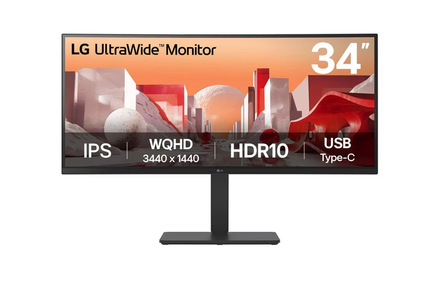 LG 34" UltraWide QHD Curved IPS 60Hz Monitor, 3440x1440, sRGB 99%, HDR10, Built-in power&Speakers, USB-C 90W PD, RJ45, Adj. Stand Tilt/Height/Swivel - Image 5
