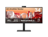 LG 34" UltraWide QHD Curved IPS Monitor with 3440x1440 resolution, sRGB 99%, HDR10, USB-C PD 90W, FHD webcam, mic, speakers & adjustable stand - Image 1