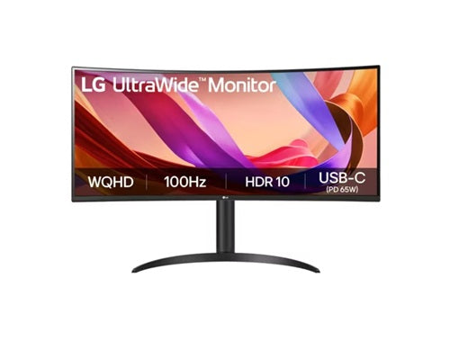 LG 34' UltraWide™ 100Hz WQHD Curved (1800R) Monitor, 3440x1440, 3-side Virtually Borderless Design, sRGB 99%, HDR10, USB-C 65W PD - Image 1