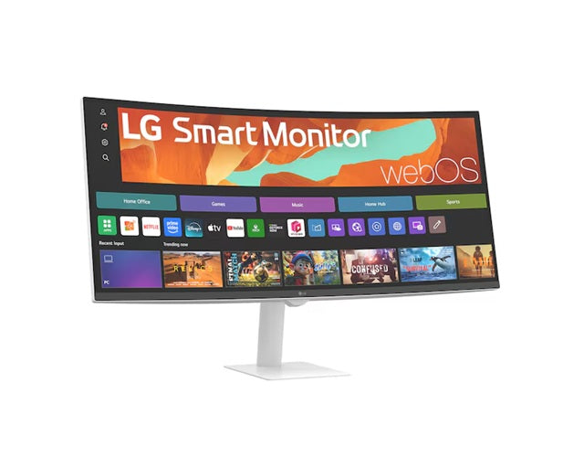 LG 34" Smart Monitor 34" WQHD Curved display with 3440x1440 resolution, sRGB 99%, webOS, AirPlay 2, 2x7W speakers, 100Hz refresh rate & Bluetooth - Image 2