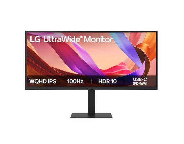 LG 34" UltraWide 21:9 WQHD Curved IPS Monitor with 3440x1440 resolution, sRGB 99%, HDR10, 100Hz, 5ms response, and tilt/height/swivel stand - Image 1