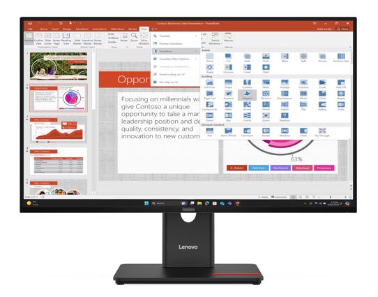 LENOVO ThinkVision T27i-40 27" FHD IPS Monitor 120Hz 1920x1080 16:9 Height Adjustable Tilt Swivel Pivot USB-C 15W PD 3xUSB-A DP HDMI VGA ~63A4MAR1AU - Image 1