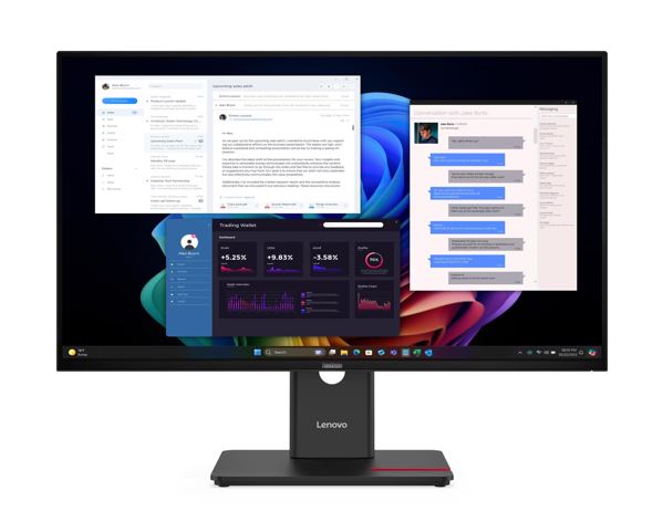LENOVO ThinkVision T27UD-40 27" UHD USB-C Dock Monitor 4K 3840x2160 16:9 Height Adjustable Tilt Swivel Pivot 100W PD 3xUSB3.2 Hub LAN DP HDMI VESA 3yr - Image 5