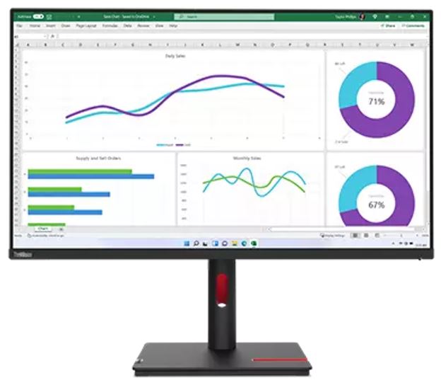 LENOVO ThinkVision T32H-30 31.5"/32" 60Hz QHD Monitor 2K 2560x1440 16:9 4ms IPS Height Adjustable Tilt Pivot Swivel HDMI DP USB-C RJ45 90W PD VESA 3y - Image 1