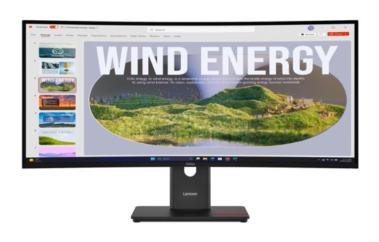 LENOVO ThinkVision T34WD-40 34" 120Hz WQHD Monitor 1500R Curve 4K 3440x1440 21:9 Height Adjustable Tilt Swivel USB-C Dock 100W PD DP HDMI LAN 3xUSB-A - Image 1