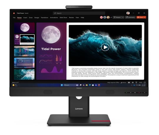 LENOVO ThinkCentre Tiny-in-One 27" 40-120Hz QHD Monitor 2560x1440 16:9 4ms IPS Height Adjust Tilt Swivel Pivot HDMI DP USB3.2 Webcam Mic VESA 3YR - Image 1