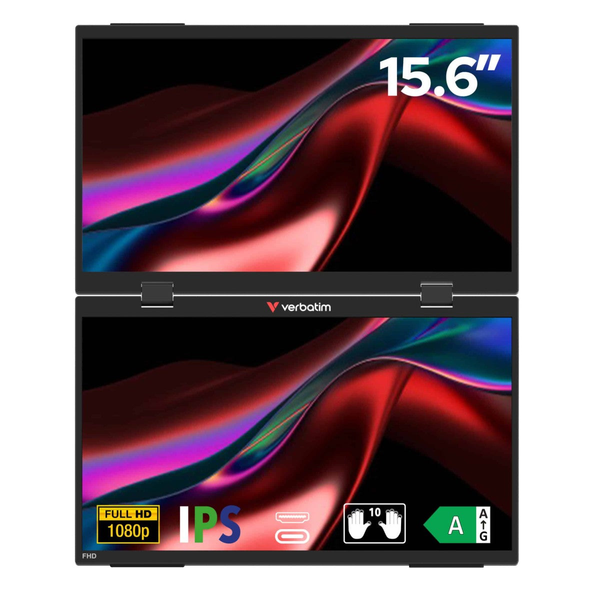 Verbatim 15.6" USB-C Full HD 1080p Dual Portable Monitor, HDMI, IPS - Image 1