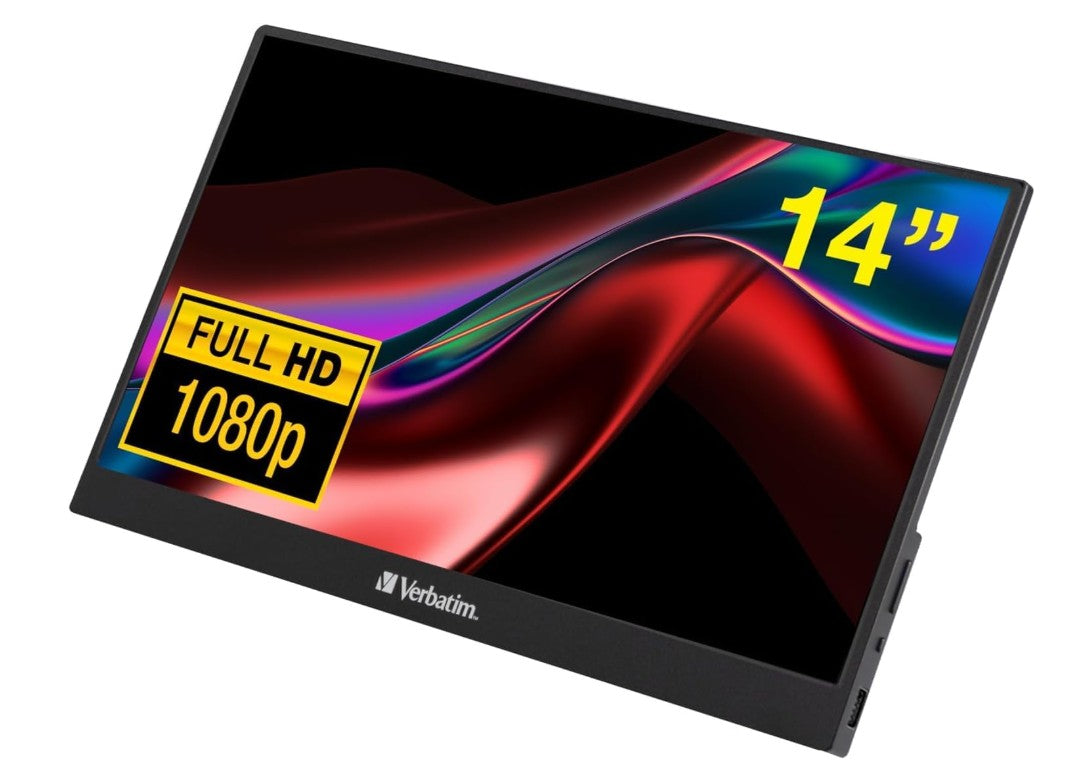 Verbatim 14" IPS FHD 1920x1080 - HDR, 60Hz HDMI USB-C Capacitive Touch Panel Portable Monitor - Image 1