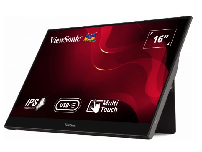 ViewSonic 16” TD1655 USB-C Touch FHD IPS , 2x Type-C (Power in with Video & Data). 3.5mm Audio, Mini HDMI x 1, Ultra Portable Monitor, 3YARW - Image 3