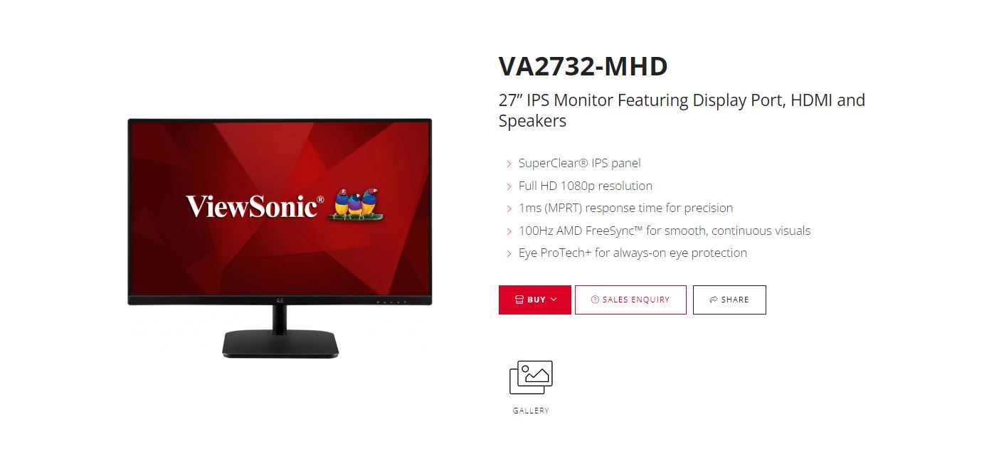 ViewSonic 27” Super Clear IPS, 4ms 100hz, Ultra Slim, FHD 1920 x 1080, DP,HDMI,VGA,2x Speakers,VESA 100. Office Business Monitor (LS),3YARW - Image 1