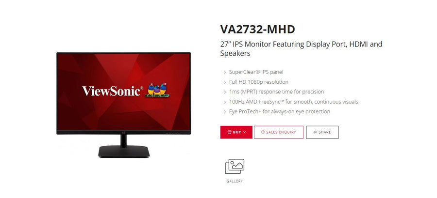 ViewSonic 27” Super Clear IPS, 4ms 100hz, Ultra Slim, FHD 1920 x 1080, DP,HDMI,VGA,2x Speakers,VESA 100. Office Business Monitor (LS),3YARW