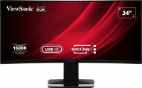ViewSonic 34" Curved Docking Monitor with KVM Switch – 3440×1440 VA, 1500R, 120Hz, HDR10, USB-C 65W, DP, HDMI, RJ45, 3x USB-A, KVM, sRGB 121% - Image 1
