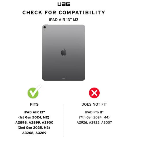 UAG Plyo LT Apple iPad Air (13") (2nd Gen/1st Gen) Folio Case - Ice/Black (124498114043), Precise-fit, Built-in kickstand, 1 Year Warranty - Image 3