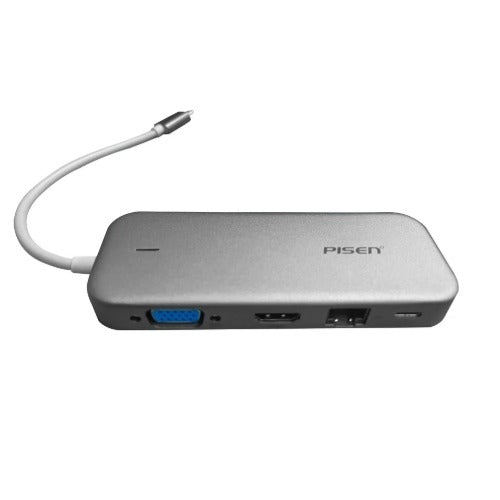 Pisen 11-in-1 Multi-Port USB-C Multiport Hub Adapter Docking Station 4xUSB-A(3.0 &2.0) 1xUSB-C 100W PD 1x4K HDMI 1xRJ-45 1xSD 1xTF 1xVGA 1x3.5mm Audio - Image 4