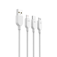 Pisen 3-in-1 USB-A to Lightning + USB-C + Micro-USB Cable (1.2M) White - 6A Superfast, Samsung Galaxy,Apple iPhone,iPad,MacBook,Google,OPPO,Nokia - Image 2