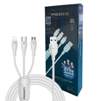 Pisen 3-in-1 USB-A to Lightning + USB-C + Micro-USB Cable (1.2M) White - 6A Superfast, Samsung Galaxy,Apple iPhone,iPad,MacBook,Google,OPPO,Nokia - Image 4