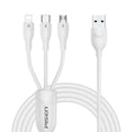Pisen 3-in-1 USB-A to Lightning + USB-C + Micro-USB Cable (1.2M) White - 6A Superfast, Samsung Galaxy,Apple iPhone,iPad,MacBook,Google,OPPO,Nokia - Image 1