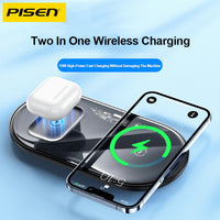 Pisen 2-in-1 Wireless Charging Station- XY-C18/Black,Supports Qi-2 Outputs (15W) ,Supports Universal Type-C,Multi-Protection System, 2 Years Warranty - Image 4