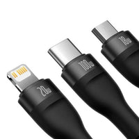 Pisen Pro 3-in-2 Multi Charging Cable (100W) (1.2M) - Black, USB-C x1(100W), Lightning x1(20W),Micro USB x1(18W), 480Mbps Data Sync,2 Years Warranty - Image 3