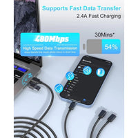 Pisen Pro 3-in-2 Multi Charging Cable (100W) (1.2M) - Black, USB-C x1(100W), Lightning x1(20W),Micro USB x1(18W), 480Mbps Data Sync,2 Years Warranty - Image 4