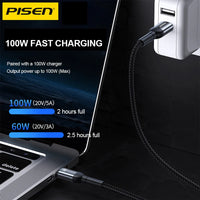 Pisen Braided USB-C to USB-C 100W PD Fast Charge Cable (1M) Black - Bend-Resistant, Samsung Galaxy,Apple iPhone,iPad,MacBook,Google,OPPO,Nokia,Laptop - Image 3