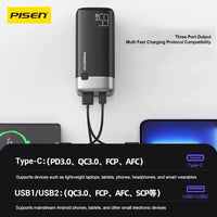 Pisen Pro 65W 20K (20000mAh) Laptop Power Bank (3 Port) + USB-C to USB-C Cable (50cm) - Black, 1x USB-C, 2x USB-A, Digital Display, 2 Years Warranty - Image 4