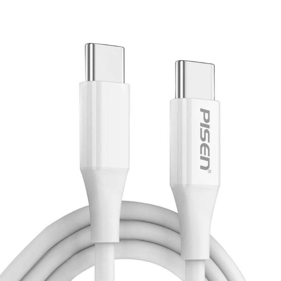 Pisen Mr White USB-C to USB-C PD 60W Cable (1M) White - 60W/3A, 2-in-1 Sync & Charge, SR bend-resistant,Reversible USB-C Connector, 2 Years Warranty