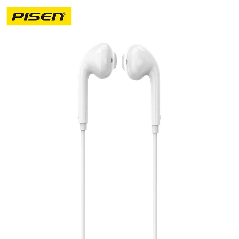 USP Pisen Half-in-Ear 3.5mm Earphones - White,Ergonomic Design,HD Call Microphone,5 Years Warranty - Image 2