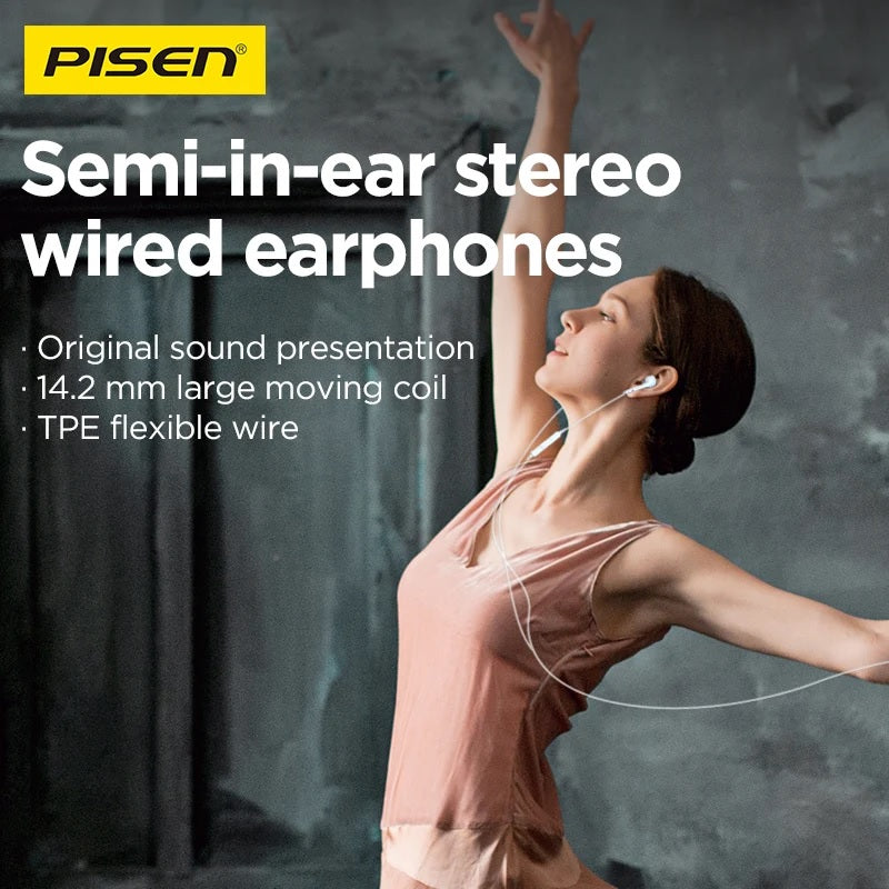 USP Pisen Half-in-Ear 3.5mm Earphones - White, Ergonomic Design ,HD Call Microphone, 5 Years Warranty - Image 4