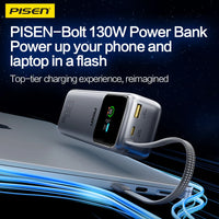 Pisen Bolt 20k mAh 130W Laptop Power Bank - CCC Certified, Fast Charging, Digital Display, 3 Devices, Air Travel Friendly, 2 Years Warranty - Image 3