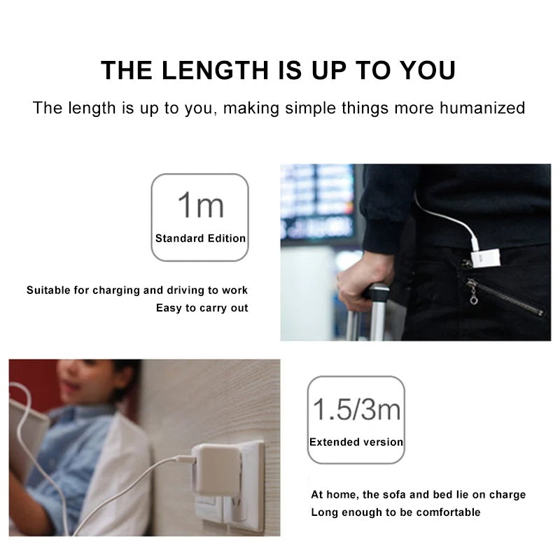 Pisen Lightning to USB-A Cable (3M) White - Fast Charge 2.4A, Stretch-Resistant, Reinforced, Durable,Prevent Winding,Apple iPhone/iPad/MacBook - Image 3
