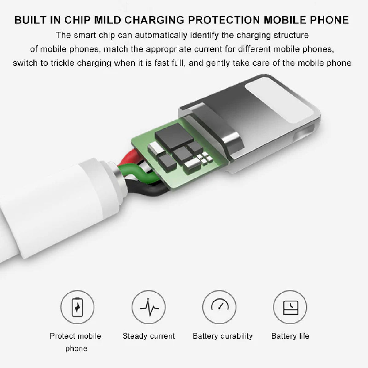 Pisen Mr White Lightning to USB-A Cable (1M) White - Fast Charge 2.4A, Stretch-Resistant, Reinforced, Strong & Durable, Apple iPhone/iPad/MacBook - Image 3