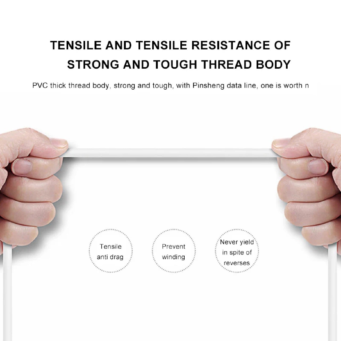 Pisen Mr White Lightning to USB-A Cable (1M) White - Fast Charge 2.4A, Stretch-Resistant, Reinforced, Strong & Durable, Apple iPhone/iPad/MacBook - Image 4