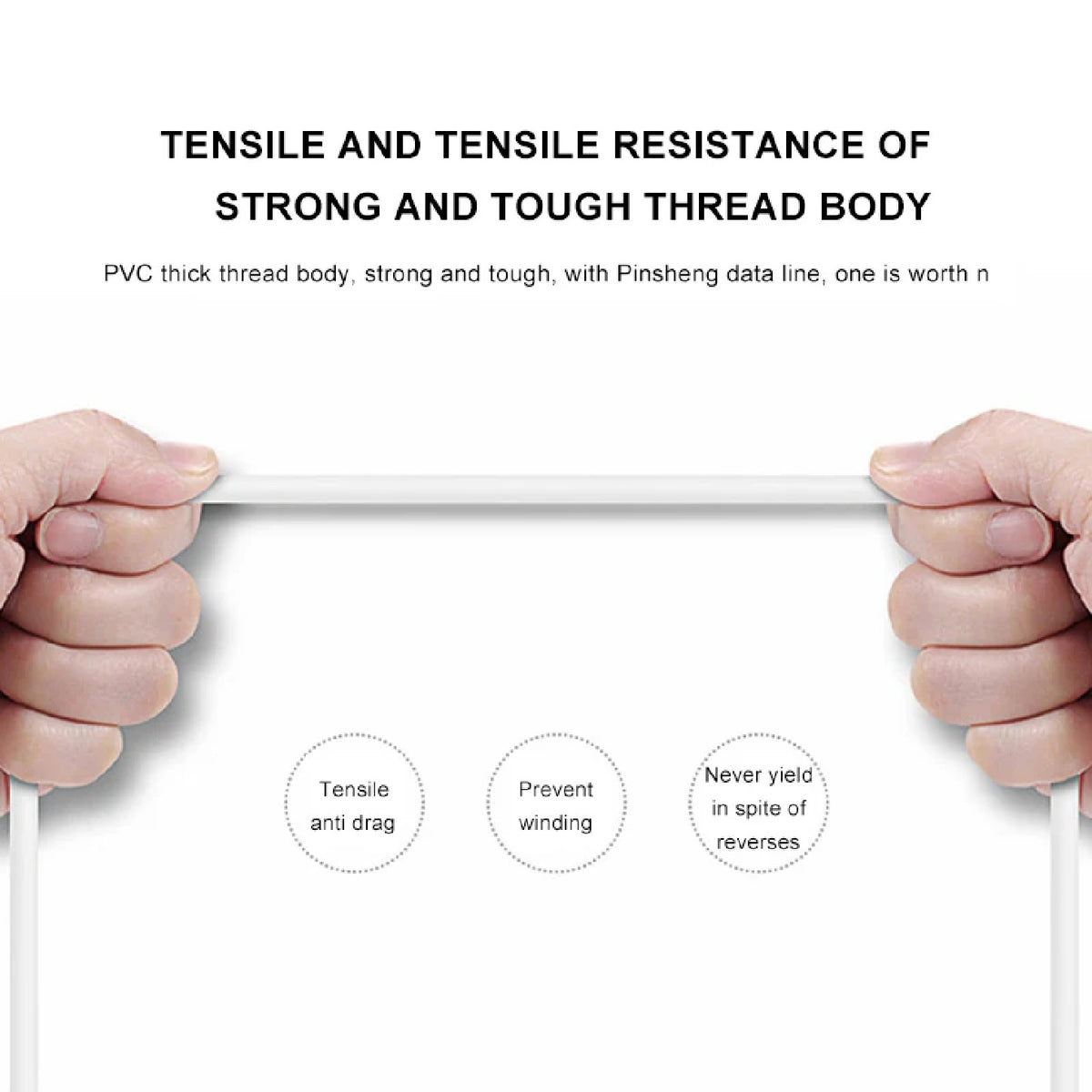 Pisen Mr White Lightning to USB-A Cable (1M) White - Fast Charge 2.4A, Stretch-Resistant, Reinforced, Strong & Durable, Apple iPhone/iPad/MacBook - Image 4