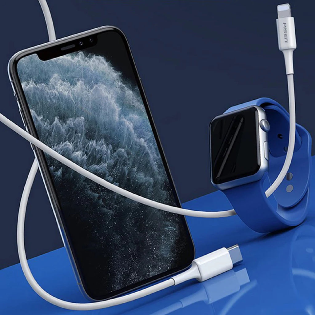 Pisen Mr White Lightning to USB-C PD Fast Charge Cable (1M) White - Support Charge 3A, Stretch-Resistant, Reinforced,Durable,Apple iPhone/iPad/MacBook - Image 4