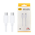 USP 60W USB-C to USB-C Mini Cable (1M) White - 3A , Fast Charge, High Performance, Samsung Galaxy,Apple iPhone,iPad,MacBook,Google, 5 Years Warranty - Image 1